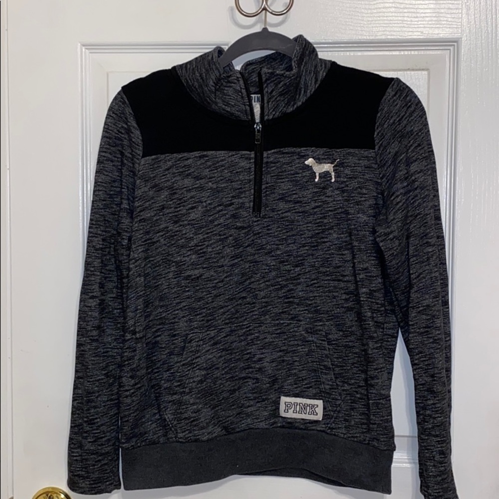 black heathered VS PINK halfzip